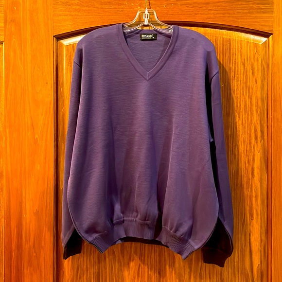 St. Croix Vintage Purple V-Neck Classic Cotton Blend Knit Golf Sweater Size XL - Picture 1 of 8